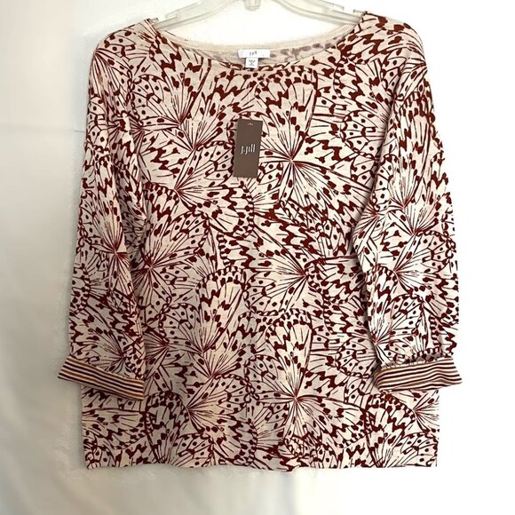 J Jill Butterfly Printed Boatneck Sweater, M Petite - Picture 3 of 8